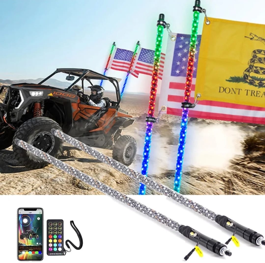 2 antenas led rgb 100cm bluetooth