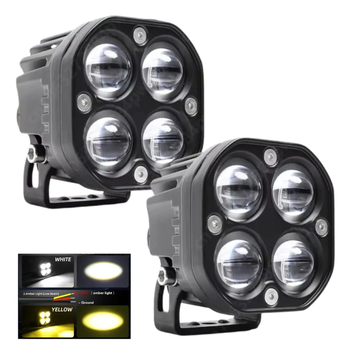 Faros Bicolor X 2 Led Cree 40 Watts Cada Uno Moto 4x4