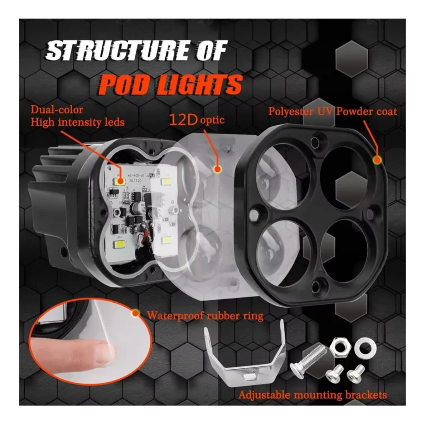 Faros Bicolor X 2 Led Cree 40 Watts Cada Uno Moto 4x4