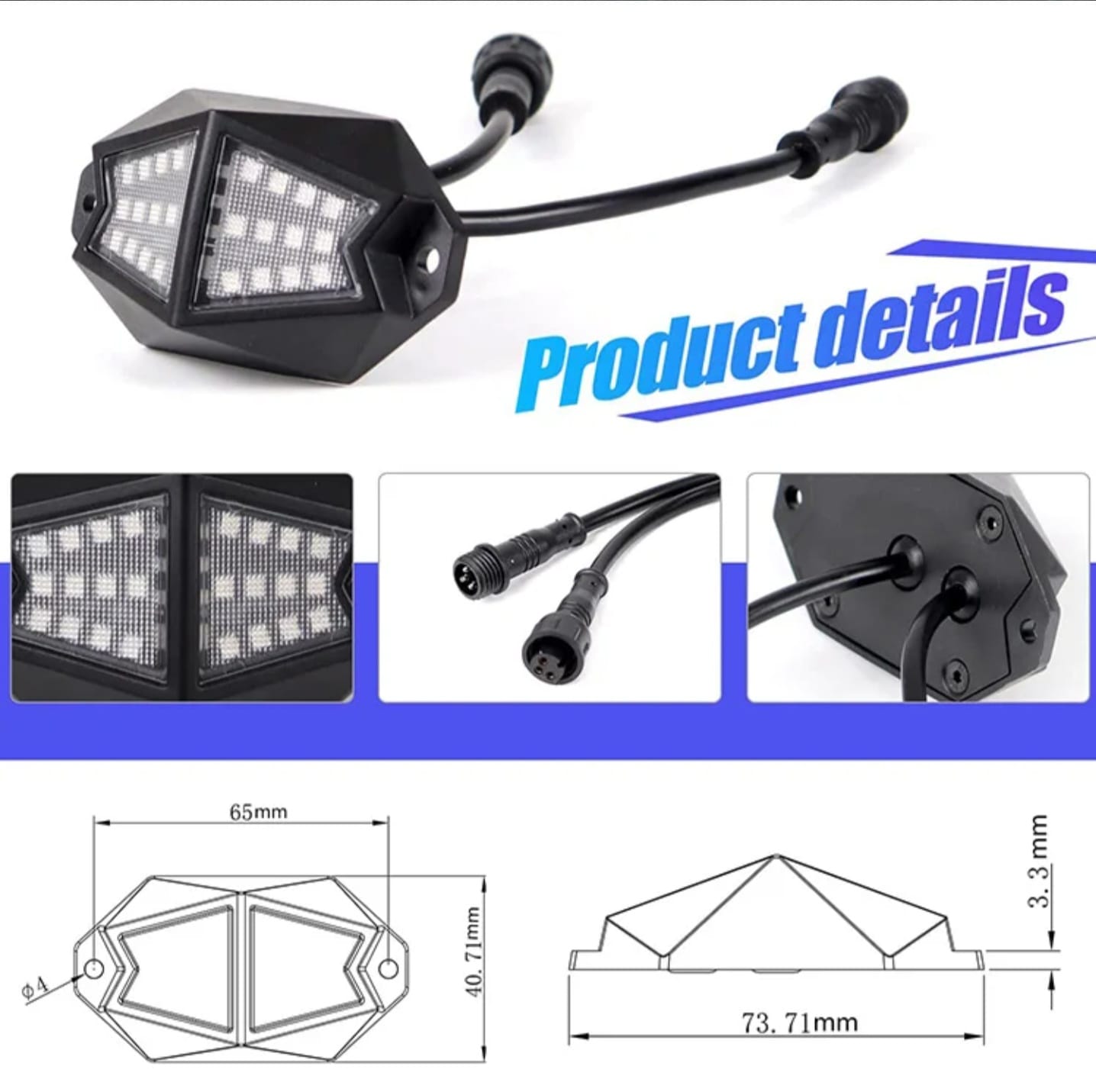 Kit 6 Rock Lights RGB LED