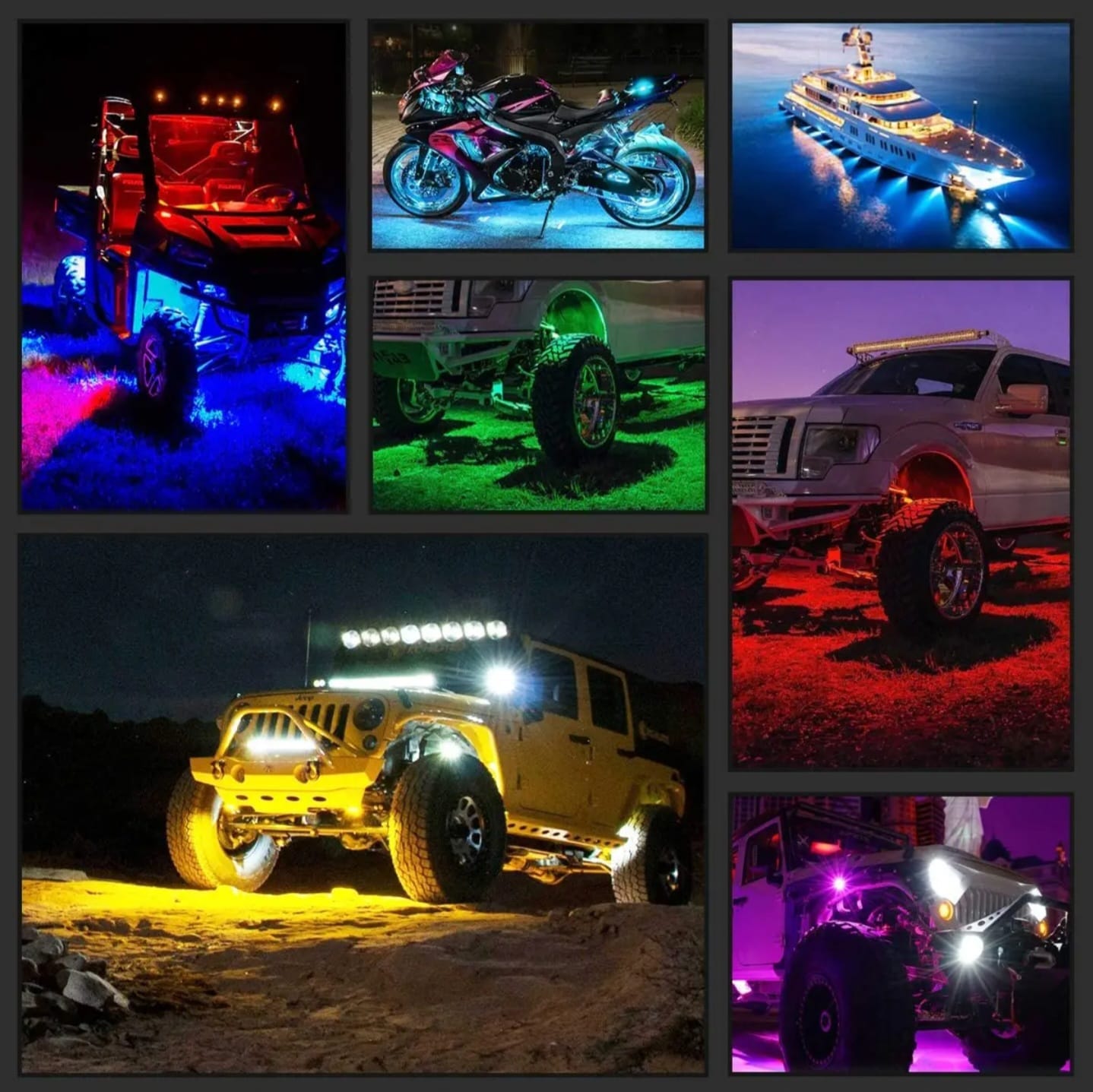 Kit 6 Rock Lights RGB LED