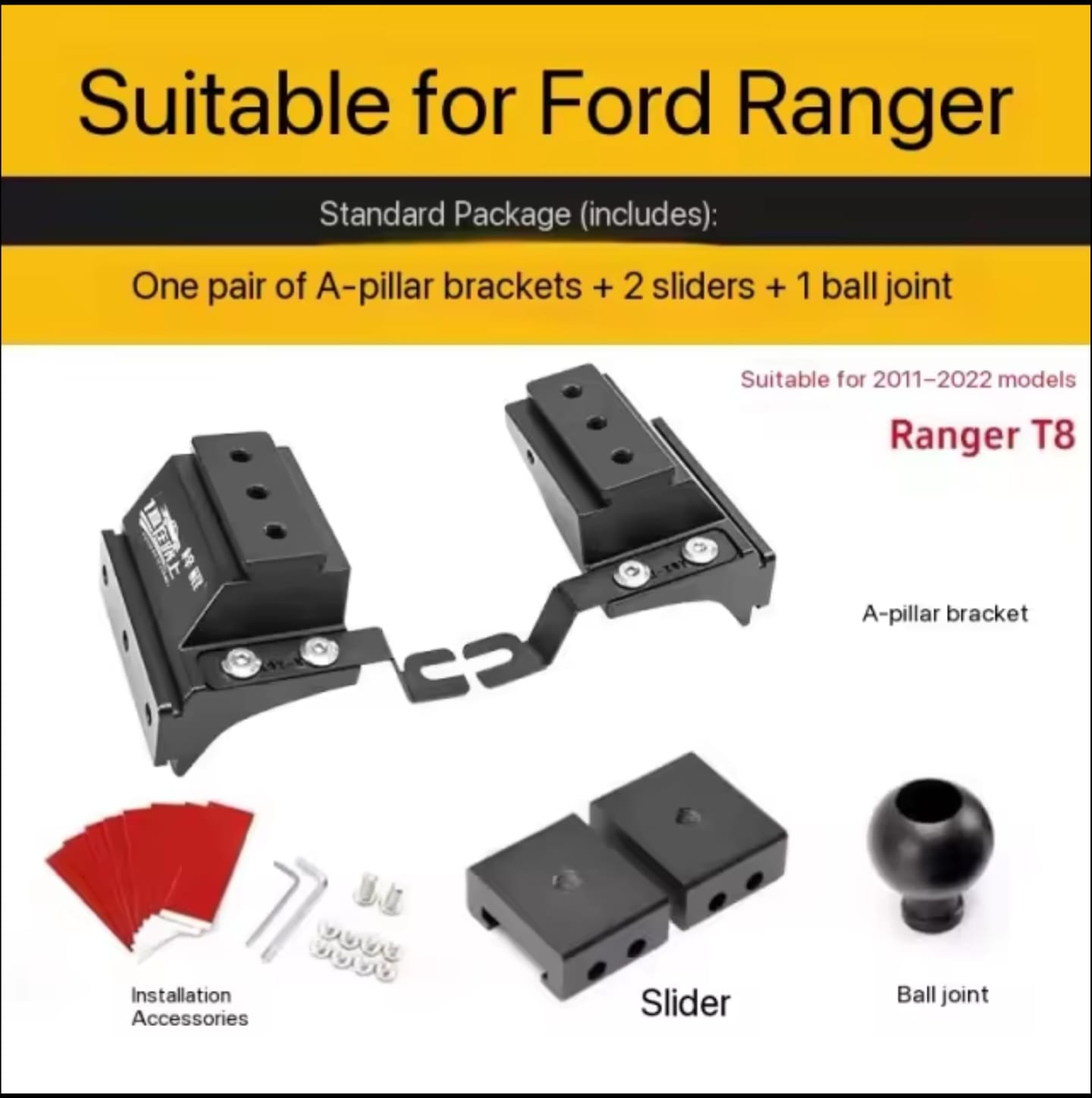 Soporte pilar a ford ranger t8 2011-2022 doble faro aluminio