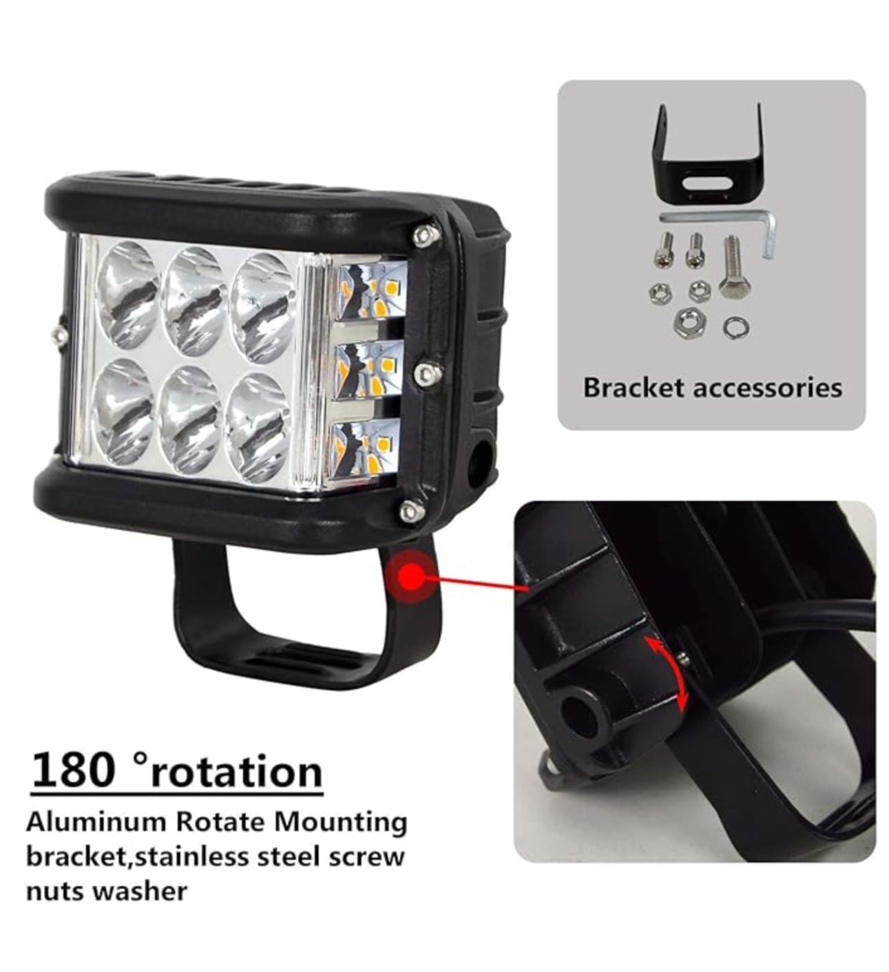 Faro Led Auxiliar 36w 6 Led Off Road 4x4 Moto Lux Led