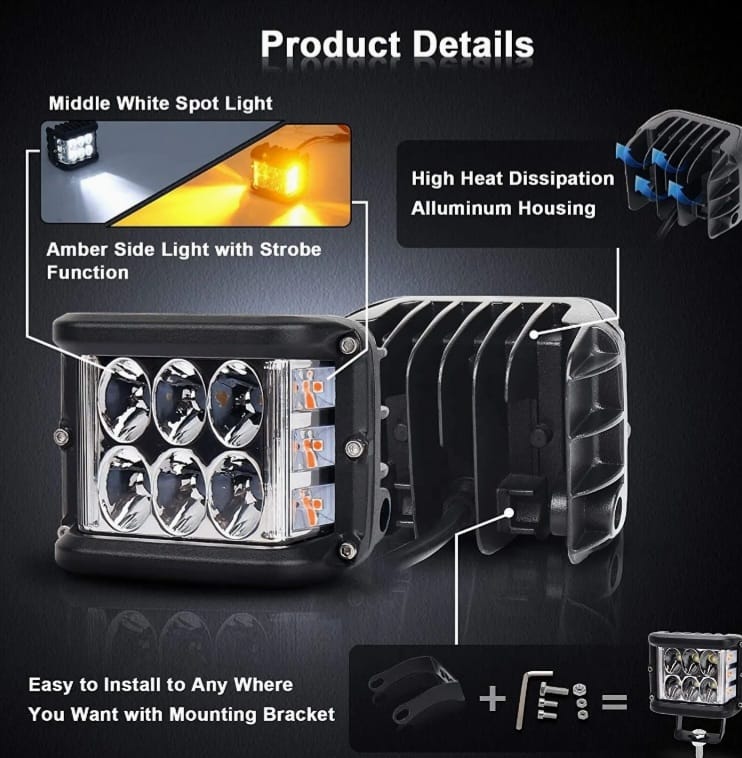 Faro Led Auxiliar 36w 6 Led Off Road 4x4 Moto Lux Led