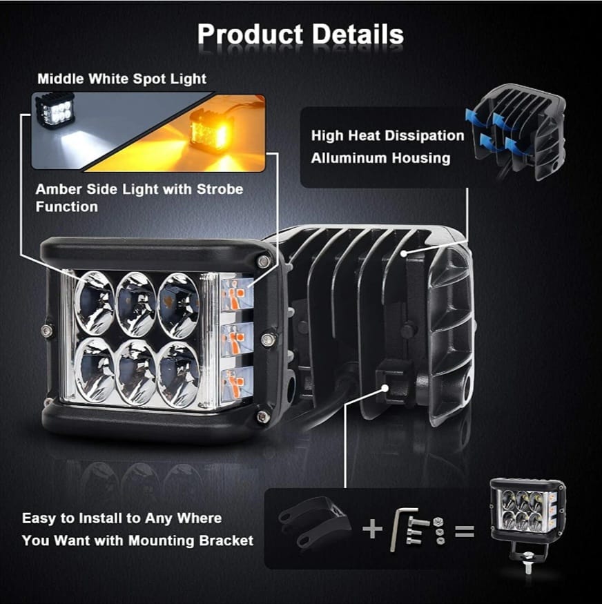 Faro Led Auxiliar 36w 6 Led Off Road 4x4 Moto Lux Led