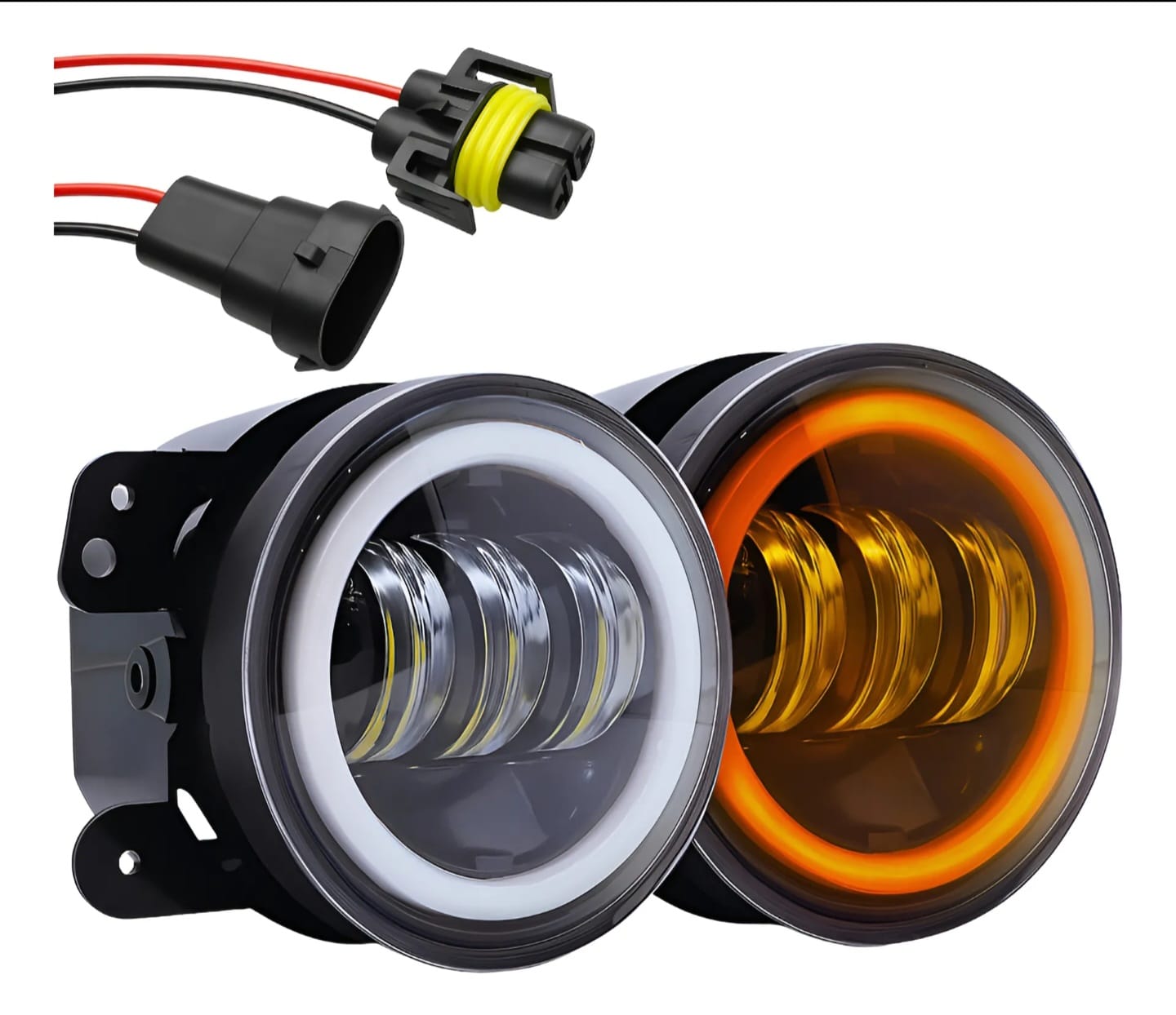 Kit Faros Auxiliar Led Con Lupa Ojo Ángel 4 Pulgadas
