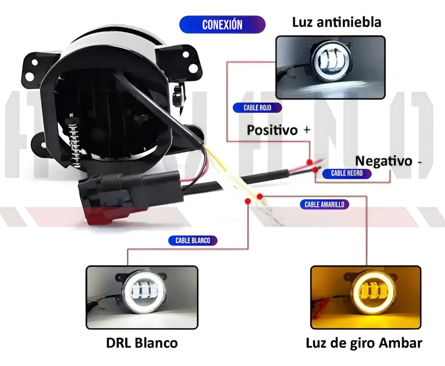 Kit Faros Auxiliar Led Con Lupa Ojo Ángel 4 Pulgadas