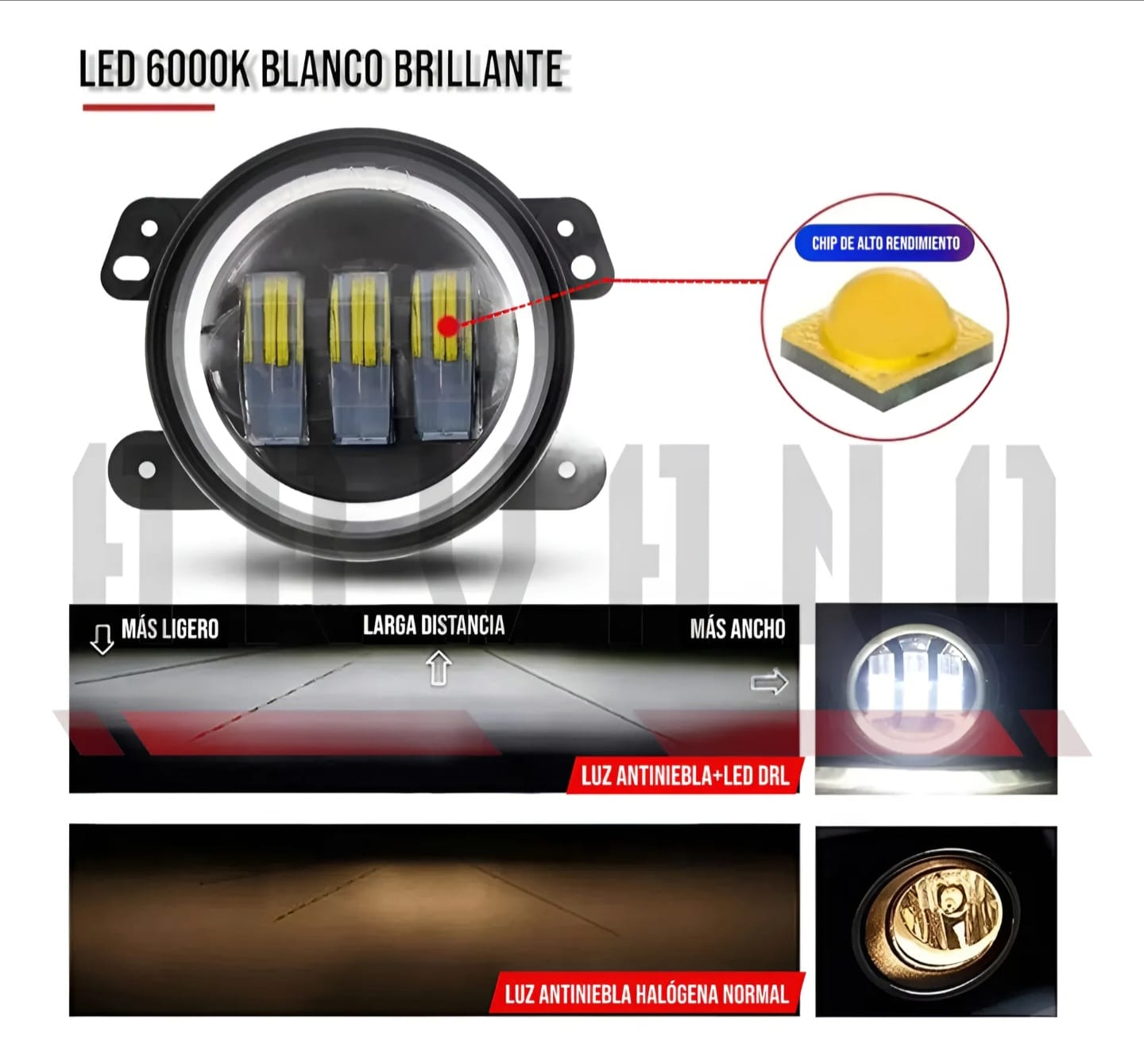 Kit Faros Auxiliar Led Con Lupa Ojo Ángel 4 Pulgadas