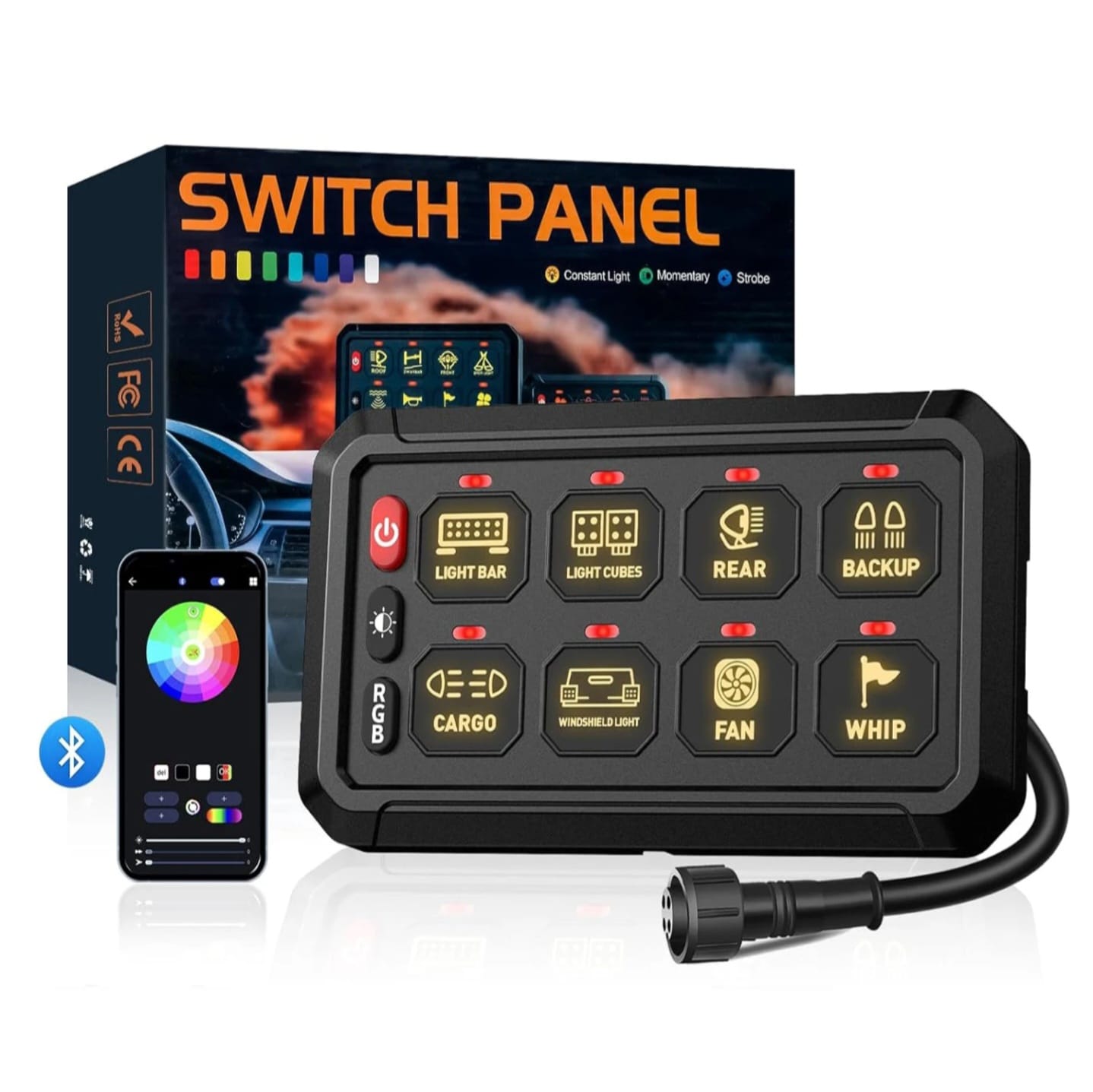 PANEL SWITCH RGB BLUETOOTH 8 CANALES