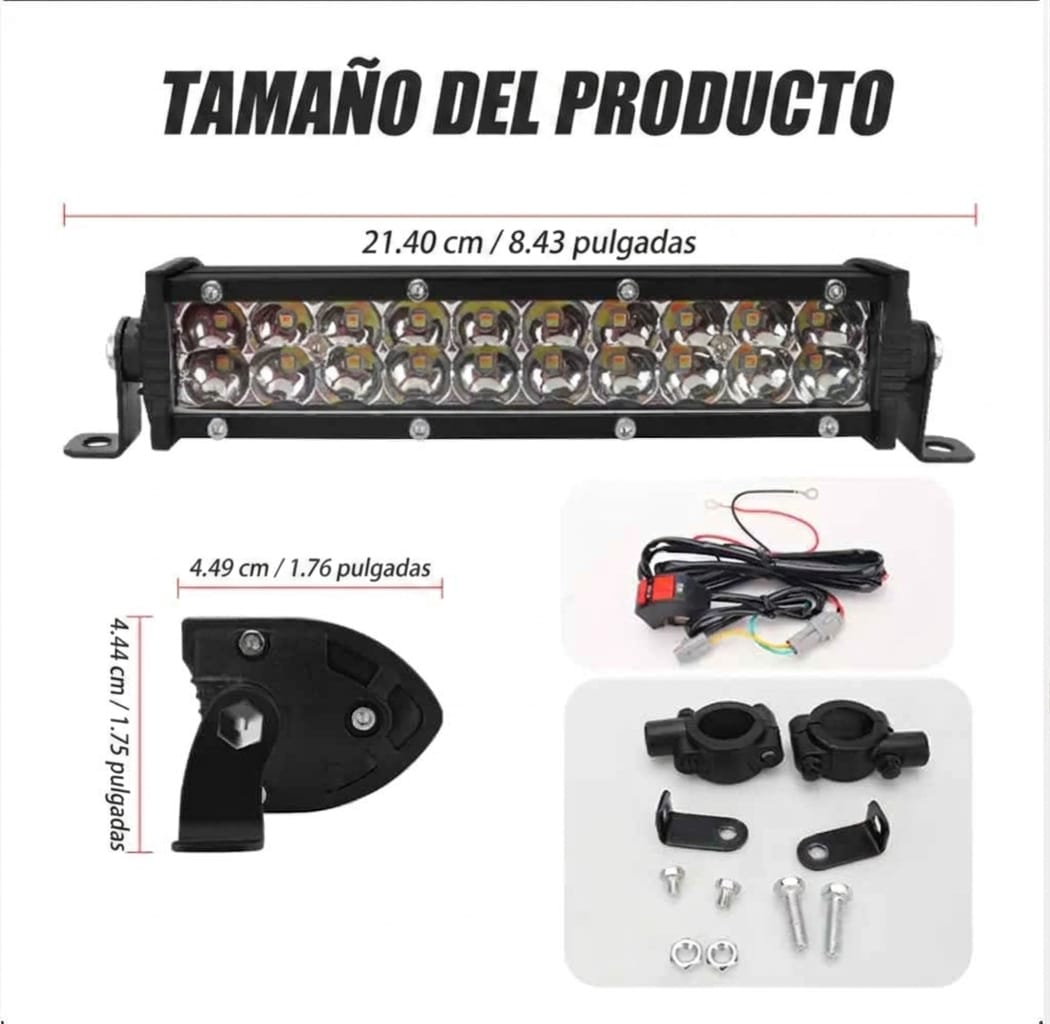 Barra Led 12v Alta Potencia 3000lm Auxiliar Auto Moto 4x4