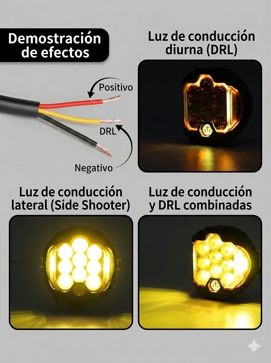 Faro Led 3p Bicolor Amarillo Drl Amarillo 4x4 Alta Potencia