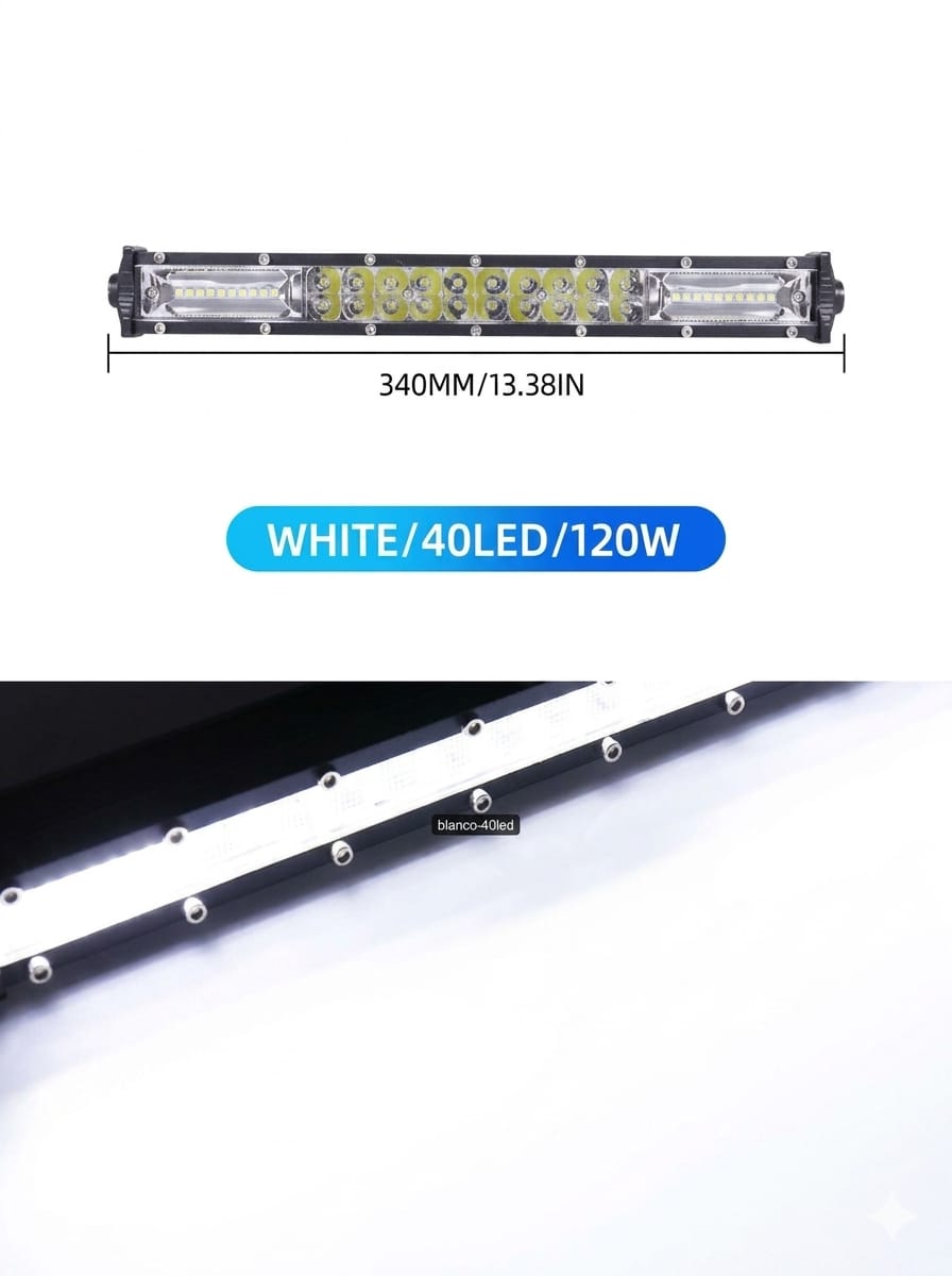 Barra Led Ultra Slim 34cm Blanco + Ambar Intermitente Flash