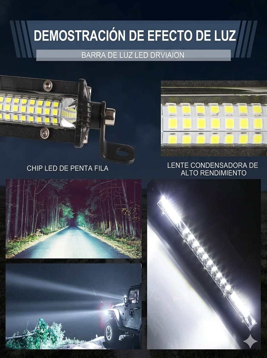 Barra Led Ultra Slim 34cm Blanco + Ambar Intermitente Flash