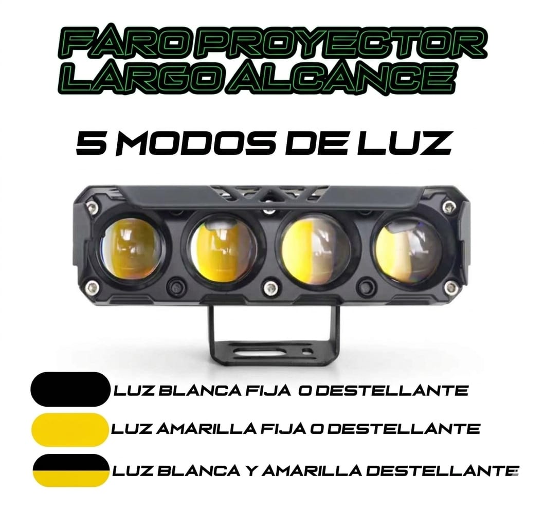 Faros Led Auxiliar Cuatro Lupas Alta Potencia Auto Moto 4x4