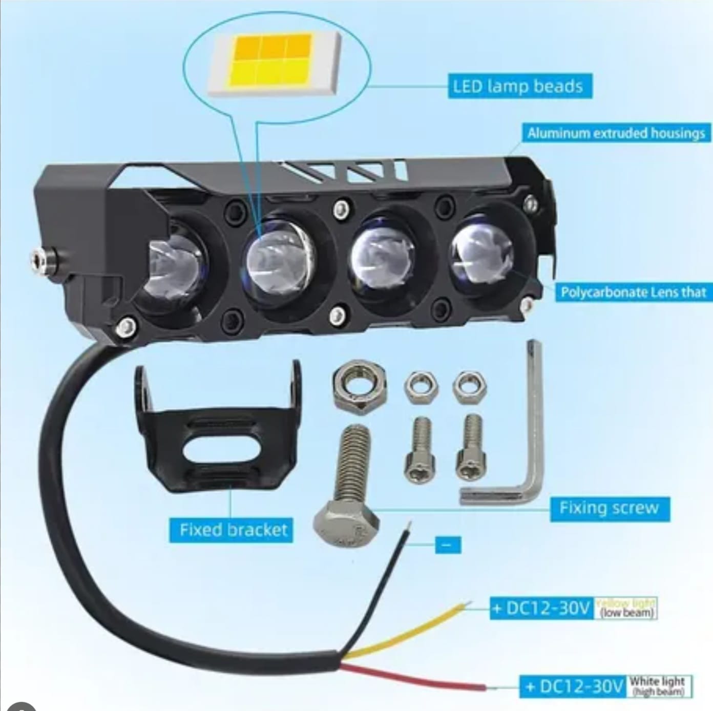 Faros Led Auxiliar Cuatro Lupas Alta Potencia Auto Moto 4x4